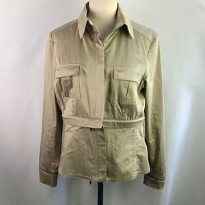 Women’s Beige Utility Jacket - Lightweight Button Front